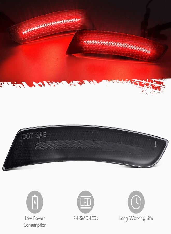 Partsam Smoked Lens LED Side Marker Lights Front Rear Bumper Side Marker Lamps Reflectors Compatible with Camaro 2016-2021,Pack of 4 (2 x Amber, 2 x Red) - Image 3